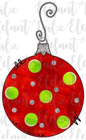 Ornament - Red & Lime Polka Dots