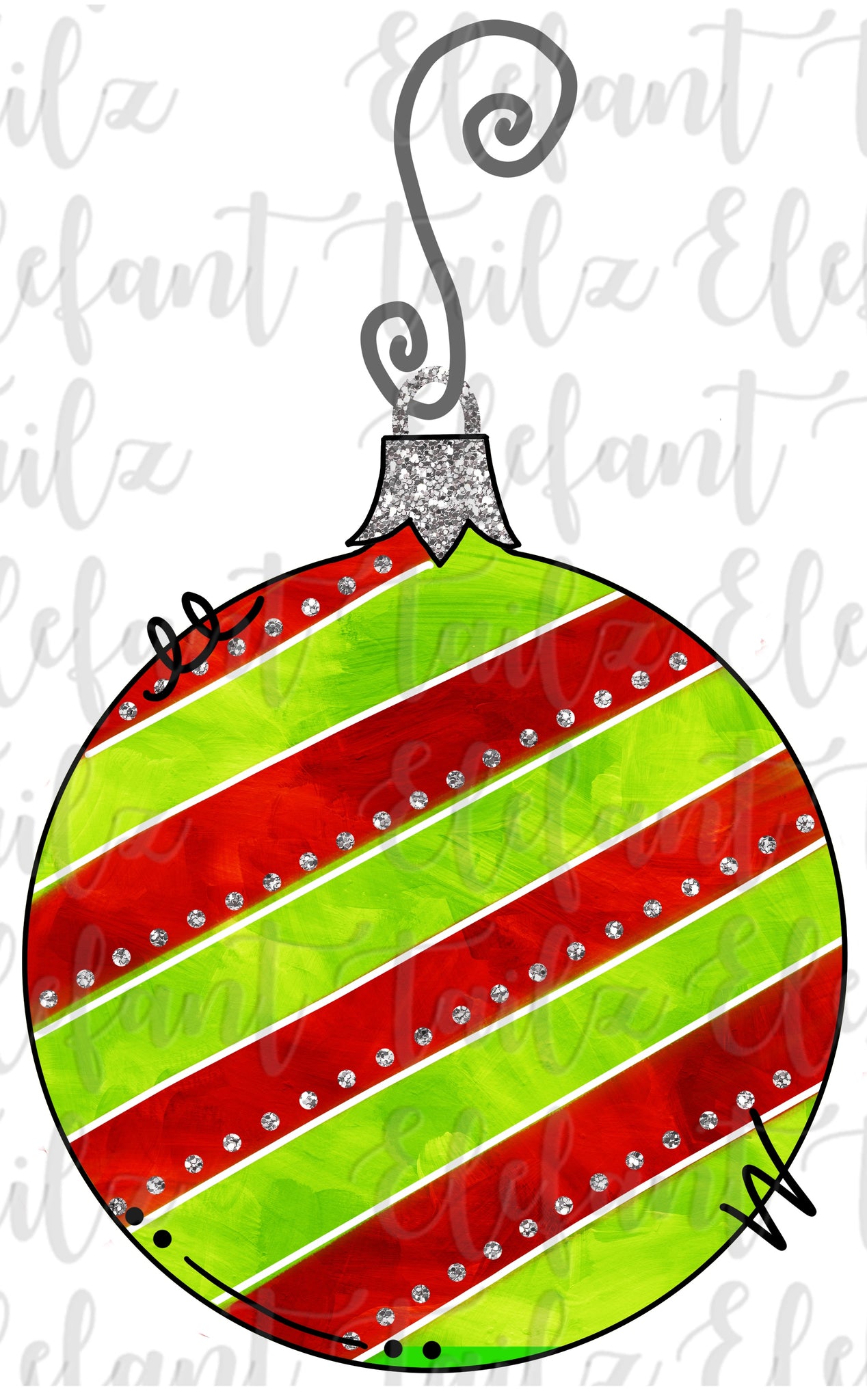 Ornament - Red & Lime Stripes
