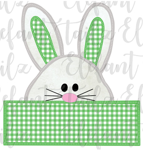 Peeping Bunny Green Gingham