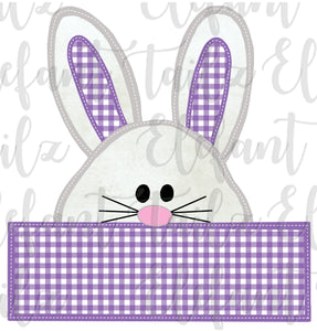 Peeping Bunny Purple Gingham