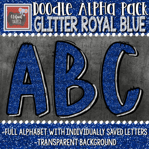 Doodle Alpha - Glitter Royal Blue