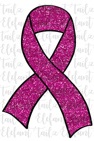 Pink Glitter Breast Cancer Ribbon