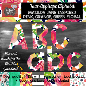 Alpha Pack - Faux Applique - Pink, Orange, Green Floral