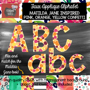Alpha Pack - Faux Applique - Pink, Orange, Yellow Confetti