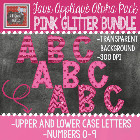 Alpha & Number Pack - Pink Glitter BUNDLE