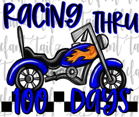 Racing Thru 100 Days Blue Motorcycle