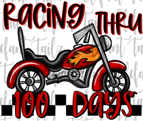 Racing Thru 100 Days Red Motorcycle