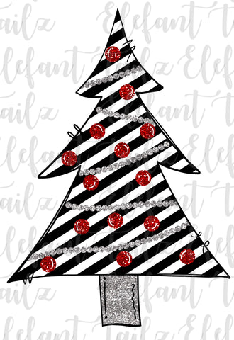 Red & Black Stripe Christmas Tree