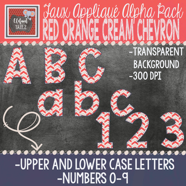 Alpha & Number Pack - Red-Orange, Navy, & Cream BUNDLE #2