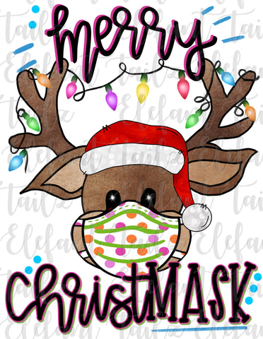 Reindeer Head Merry ChristMASK Bright