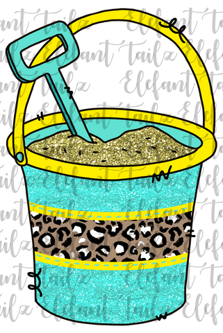 Sand Bucket Leopard & Teal