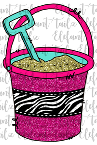 Sand Bucket Zebra & Pink