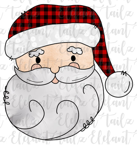 Santa Head Buffalo Plaid