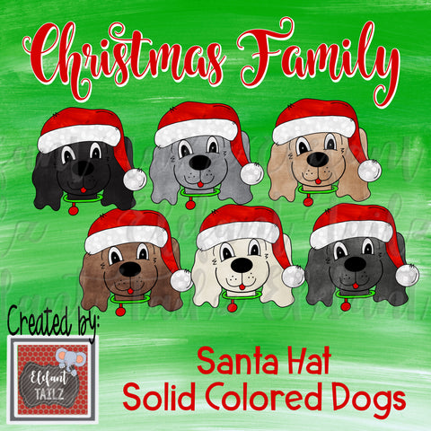 Christmas Family - Santa Hat Solid Color Dogs