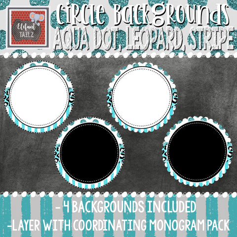 Circle Backgrounds - Aqua Dot, Leopard, Stripe
