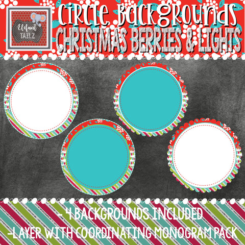 Circle Backgrounds - Christmas Berries & Lights
