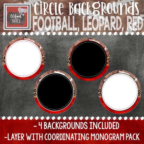 Circle Backgrounds - Football, Leopard, Red