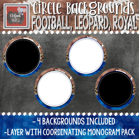 Circle Backgrounds - Football, Leopard, Royal Blue