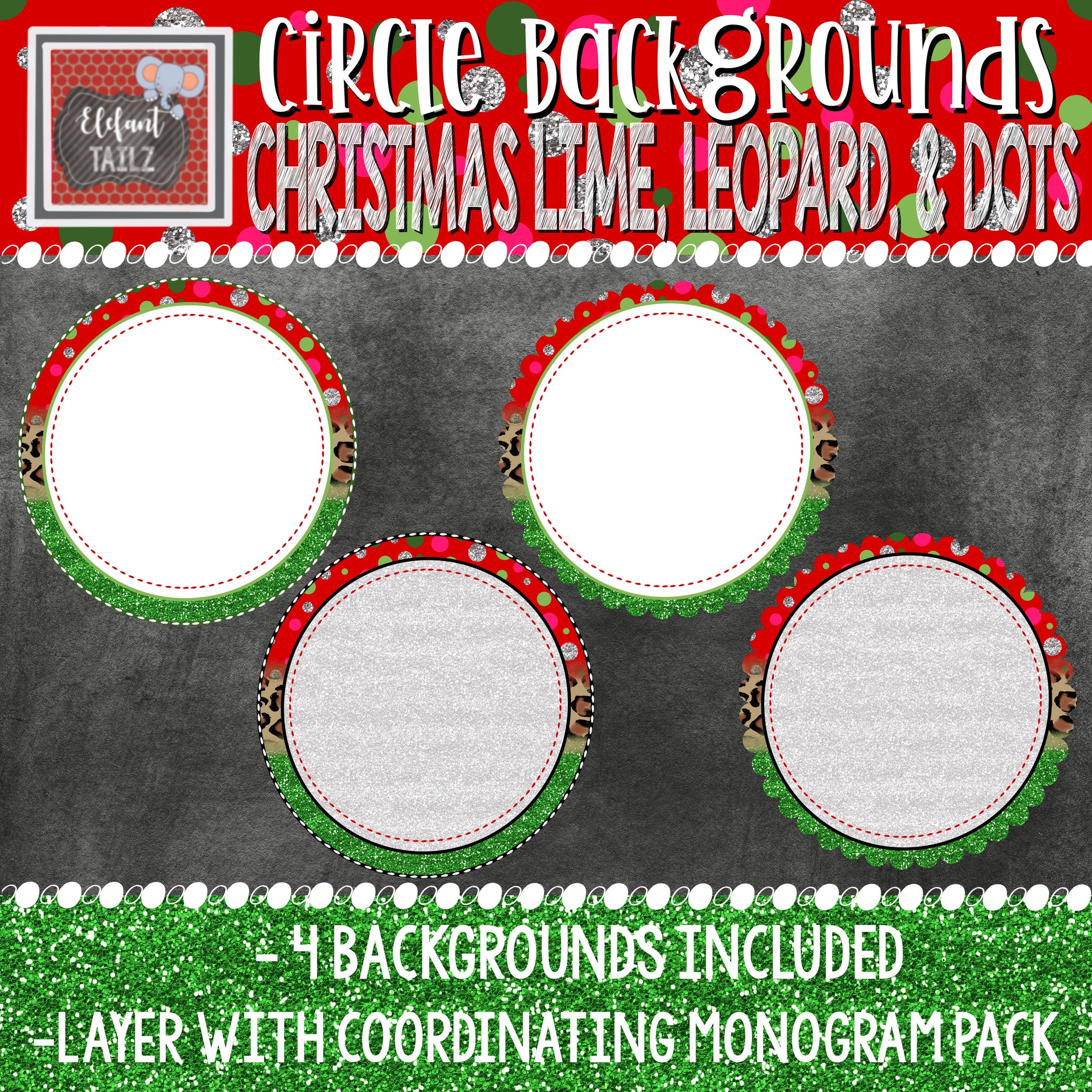 Circle Backgrounds - Lime Leopard & Dots