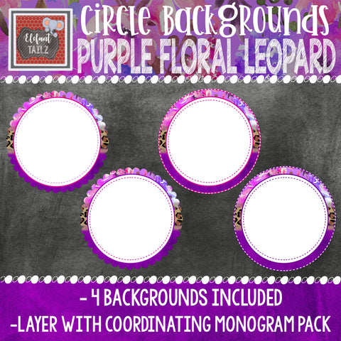Purple Floral Leopard Circle Backgrounds