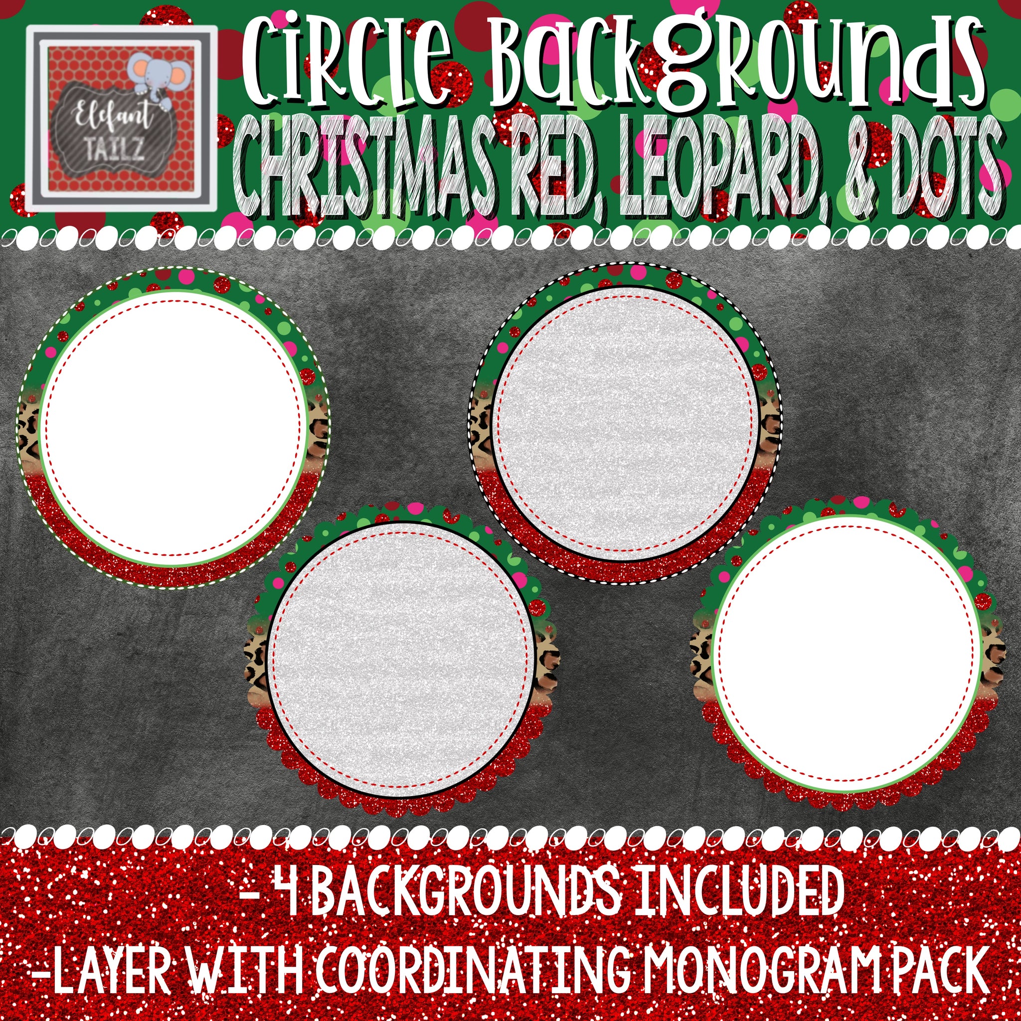 Circle Backgrounds - Red Leopard & Dots