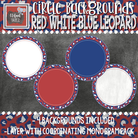 Circle Backgrounds - Red White Blue Leopard