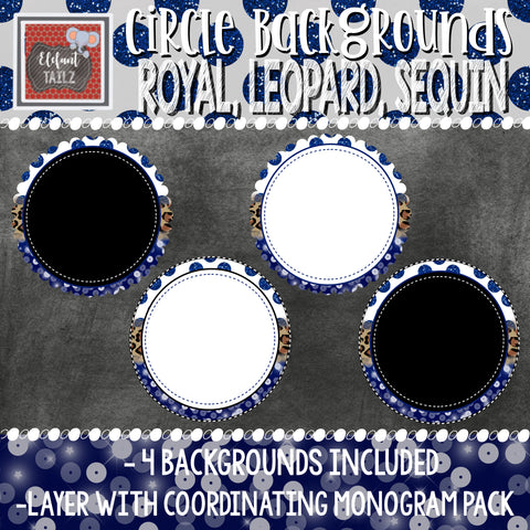 Circle Backgrounds - Royal Blue Leopard & Sequin