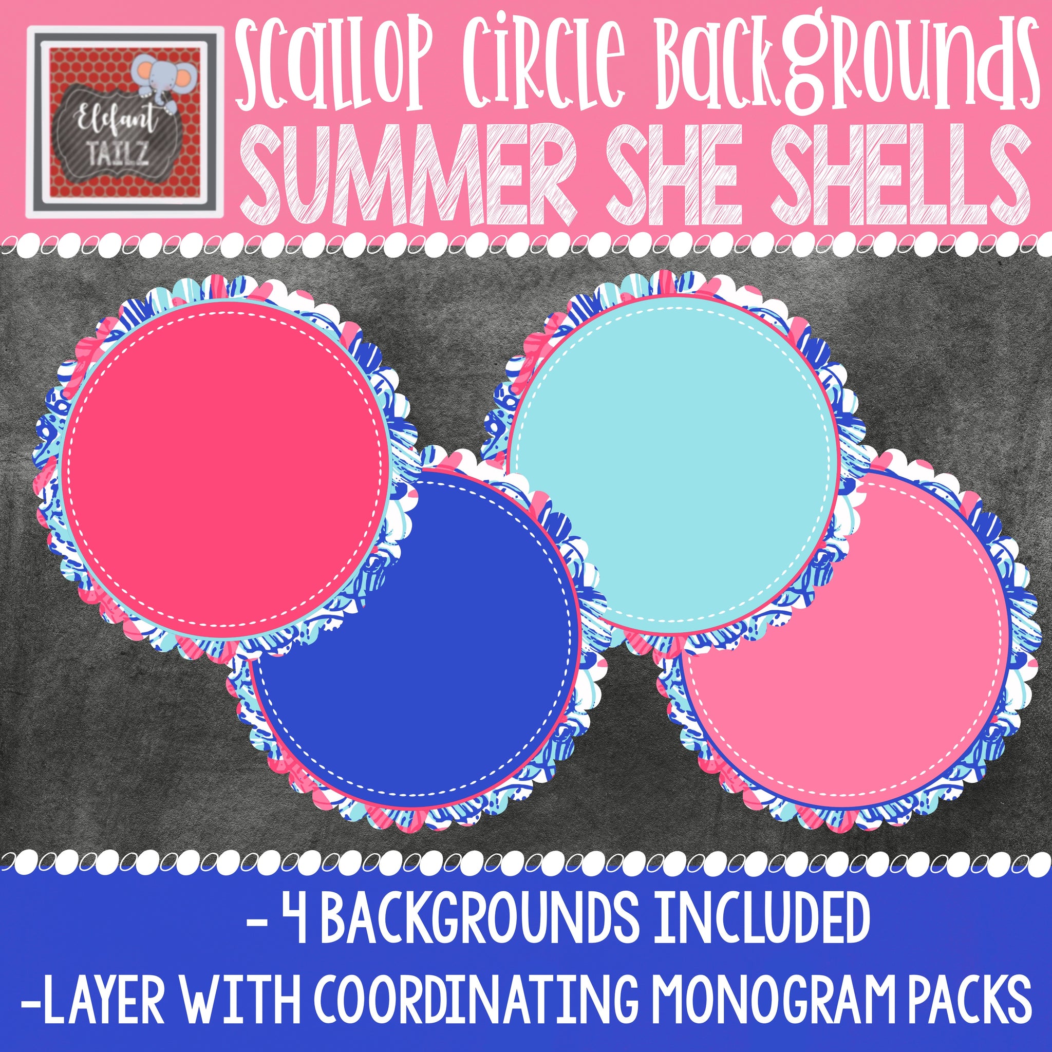 Lilly Pulitzer Summer She Shells Scallop Circle Backgrounds