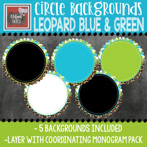 Leopard Blue & Green Floral Scallop Circle Backgrounds