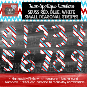 Red and Blue Diagonal Stripes Number Pack