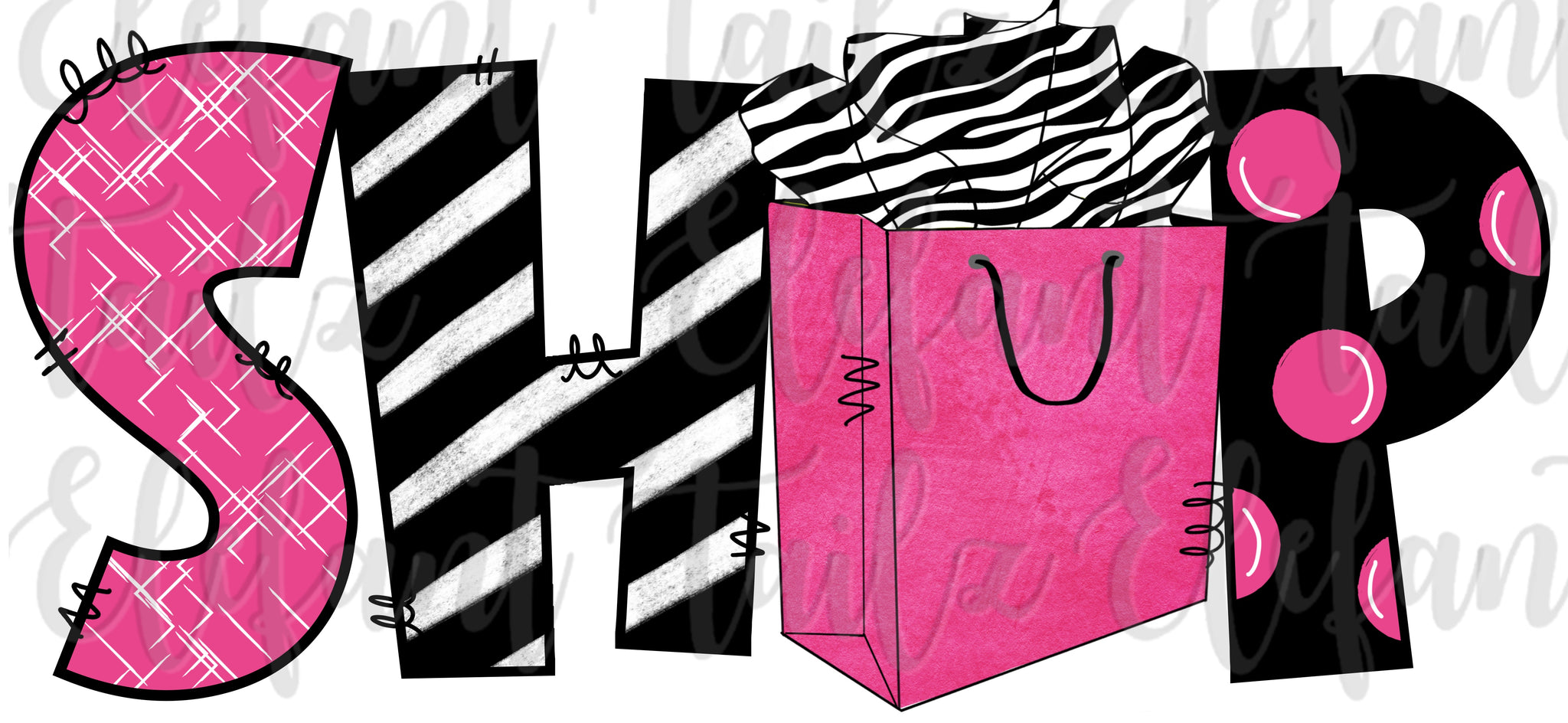 Shop with Bag - Pink & Black