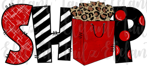 Shop with Bag - Red & Black