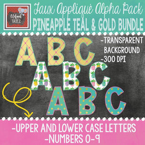 Alpha & Number Pack - Pineapple Teal & Gold BUNDLE