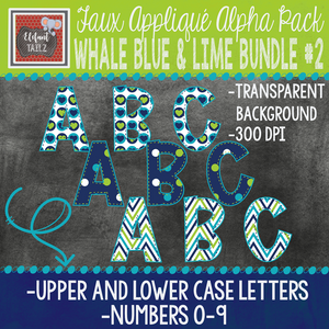 Alpha & Number Pack - Whale Blue & Lime BUNDLE #2
