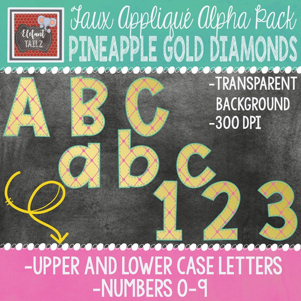 Alpha & Number Pack - Pineapple Teal & Gold BUNDLE