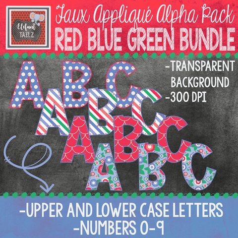 Alpha & Number Pack - Red Blue Green BUNDLE