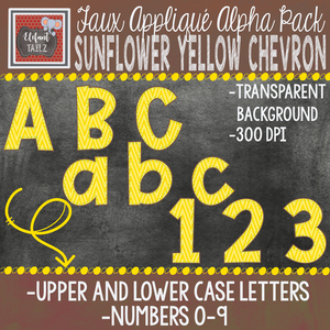 Alpha & Number Pack - Faux Applique - Sunflower Yellow Chevron