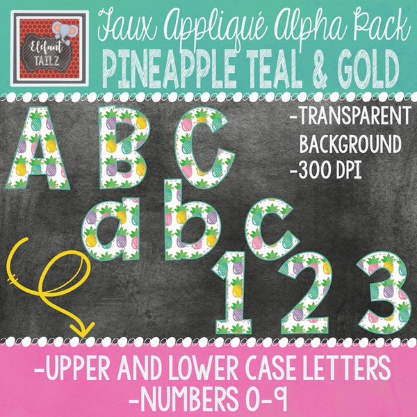 Alpha & Number Pack - Pineapple Teal & Gold BUNDLE