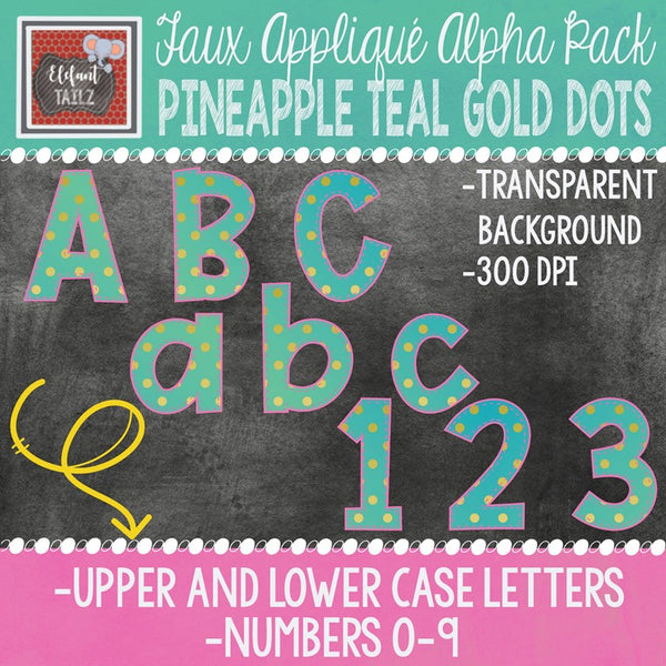 Alpha & Number Pack - Pineapple Teal & Gold BUNDLE