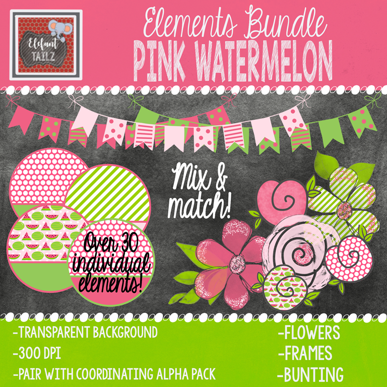 Pink Watermelon Elements BUNDLE