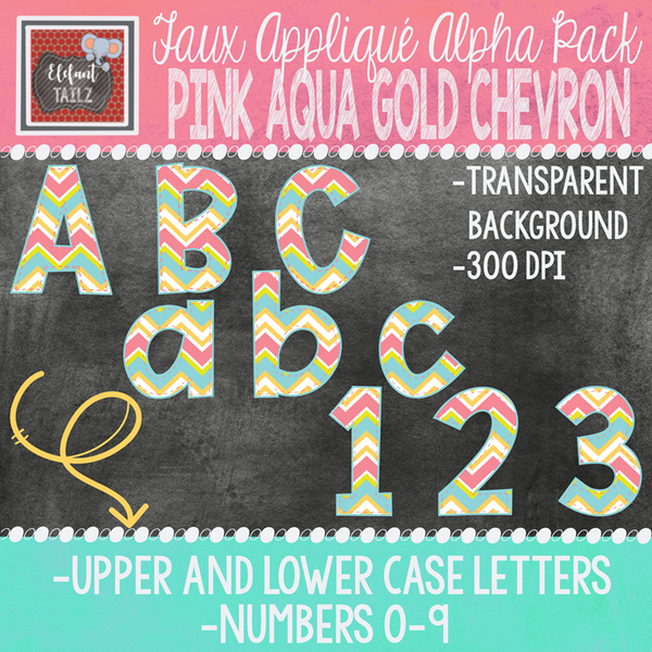 Alpha & Number Pack - Pink Aqua Yellow BUNDLE
