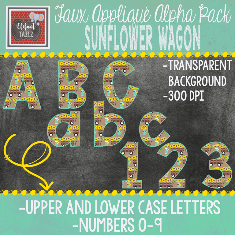 Alpha & Number Pack - Faux Applique - Sunflower Wagon