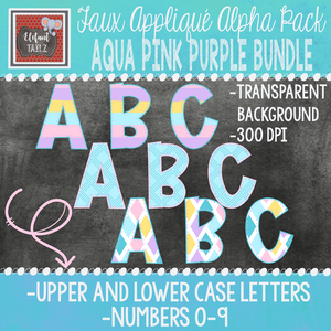 Alpha & Number Pack - Aqua Pink Purple BUNDLE