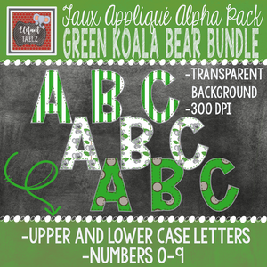 Alpha & Number Pack - Green Koala Bear BUNDLE