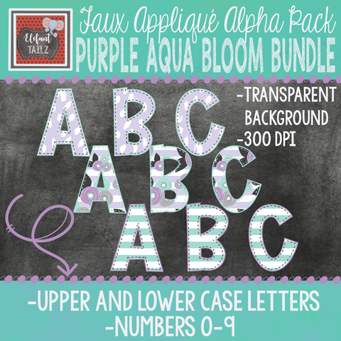 Alpha & Number Pack - Purple Aqua Bloom BUNDLE