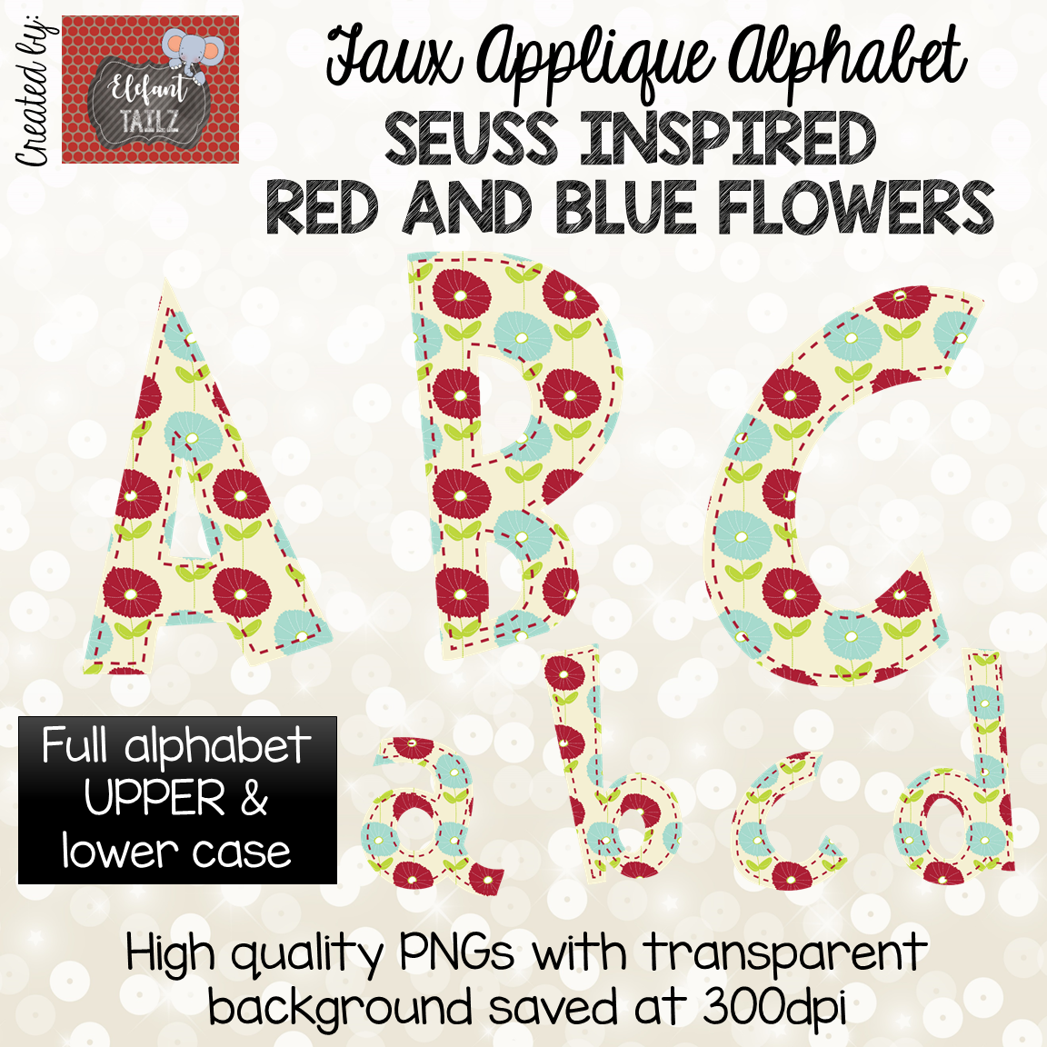 Red and Blue Floral Alpha Pack