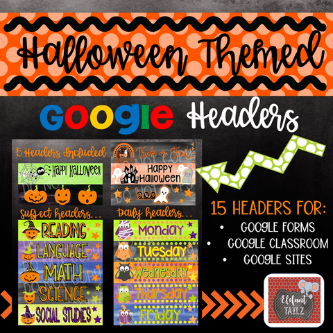 Halloween Themed Google Classroom & Google Forms Headers