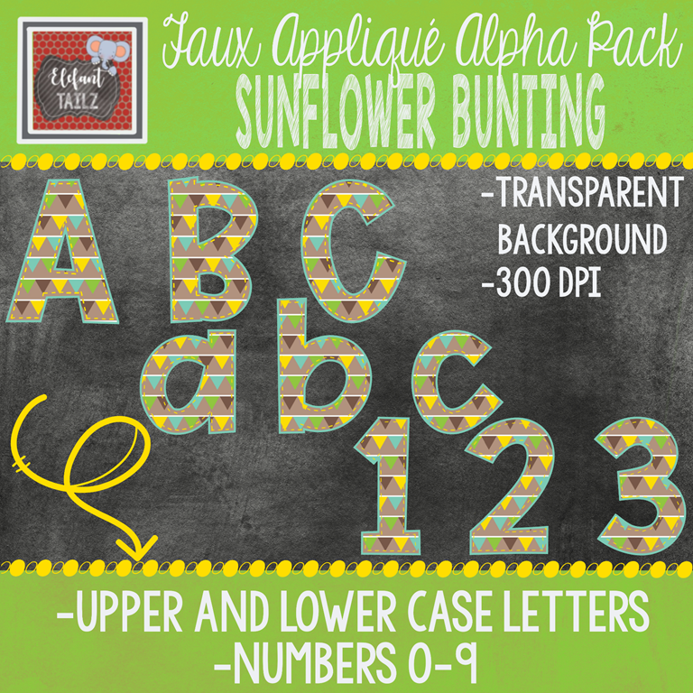 Alpha & Number Pack - Faux Applique - Sunflower Bunting
