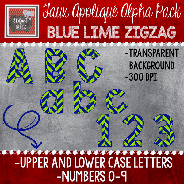 Alpha & Number Pack - Blue & Lime Green BUNDLE