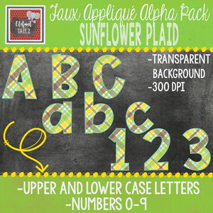 Alpha & Number Pack - Faux Applique - Sunflower Plaid